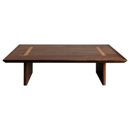 Minimalist Natural Walnut Finish Coffee Table w Oak Detail | Tables by Aeterna Furniture