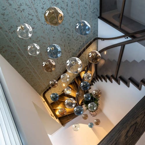 Palazzo Long Modern Chandelier 30 Art Glass Pendants | Pendants by Galilee Lighting