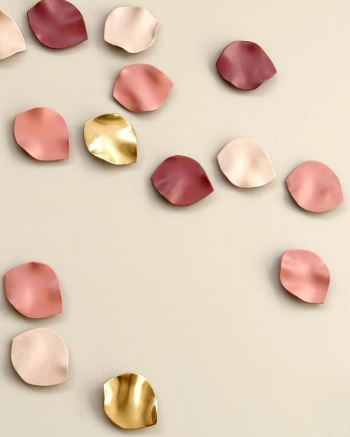 Original Ceramic Blossom Extra large wall art Pink & Gold | Wall Sculpture in Wall Hangings by Elizabeth Prince Ceramics