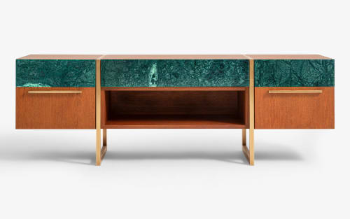Famed Rainforest Marble TV Cabinet with Drawers | Media Console in Storage by LAGU
