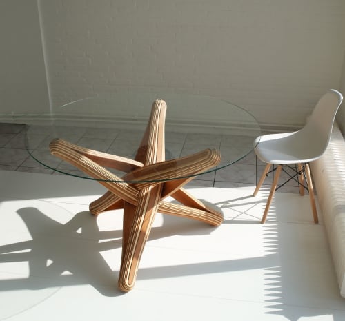 "lock" sculptural caramel and natural bamboo dining table | Tables by JAN PAUL