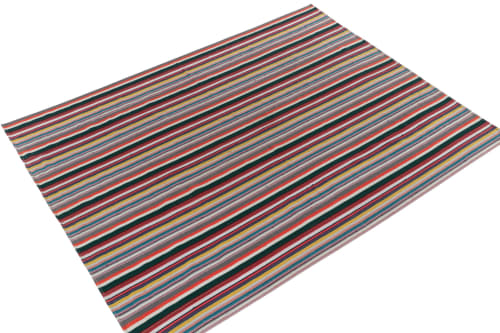 1950s Vintage chaput Kilim rug in Multicolor Stripe Patterns | Area Rug in Rugs by Rug and Kilim