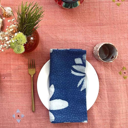 Blue Dinner Napkins | Lotus | Linens & Bedding by ichcha