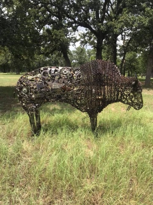 Life Sized Buffalo made from found objects | Art Curation by TMJ CREATIVE SCULPTURES | Goodnight in Goodnight