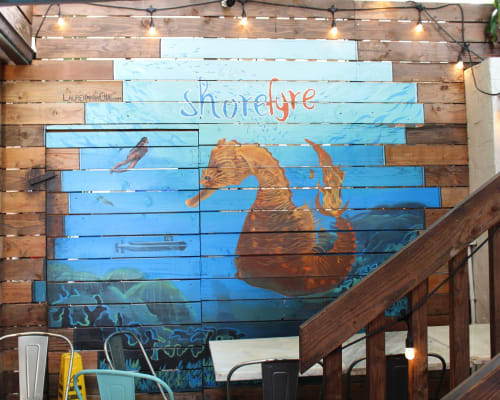 Seahorse Mural | Murals by Lauren Hana Chai | Shorefyre - Koa Ave in Honolulu