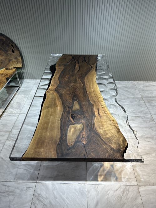 Epoxy Tables - Clear Epoxy Resin Table Top - Live Edge Table by