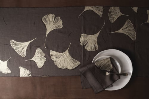 GINKGO Linen Table Runner + Napkins | Tableware by Vilenica Studio