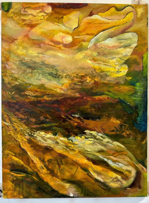 Moon Painting | Oil And Acrylic Painting in Paintings by Taya Naumovich