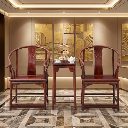 Heritage Prince Kung's Longevity Horseshoe Armchair Trio Set | Chairs by Dynasty Artisan