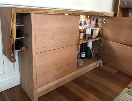 Cherry and Mesquite Liquor Cabinet | Credenza in Storage by Zawalich Woodwork + Design