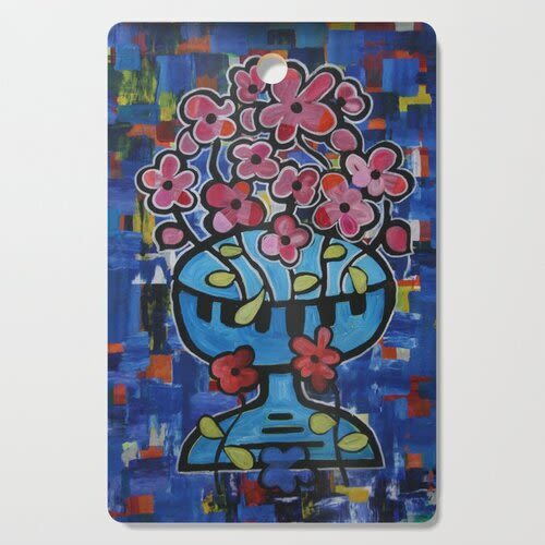 Blue Floral Cutting Board | Serving Board in Serveware by Pam (Pamela) Smilow