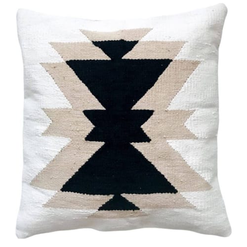 Ash Boho Throw Pillow Cover Black & Beige Geometric | Pillows by Mumo Toronto