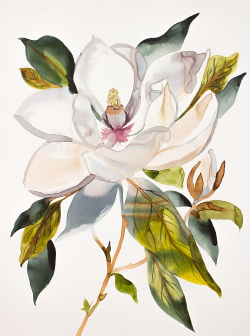 Magnolia No. 66 : Original Watercolor Painting on Canvas | Paintings by Elizabeth Becker