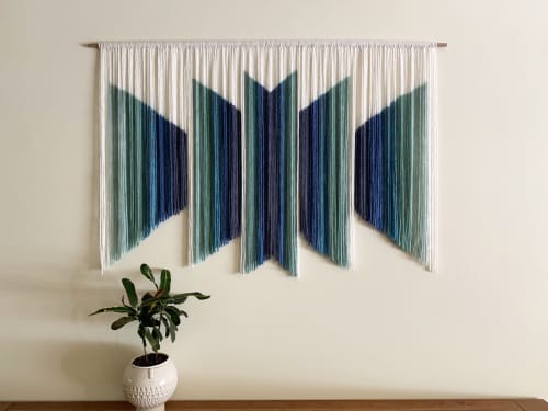 MAZE BLUES 3D Green Blue Wall Tapestry | Wall Hangings by Wallflowers Hanging Art