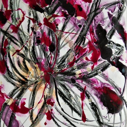 Smudged petals | Paintings by Meanmagenta Marbling & Photography