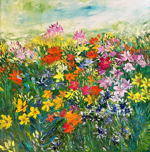 Lilies for Baby Lily | Oil And Acrylic Painting in Paintings by Checa Art