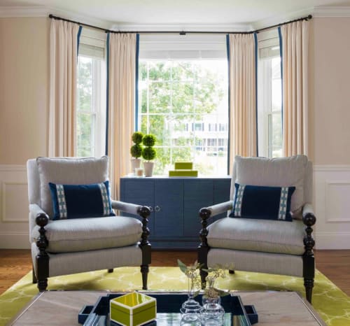 Blue and Green Living Room | Interior Design by Bee's Knees Interior Design | Private Residence, Boston in Boston