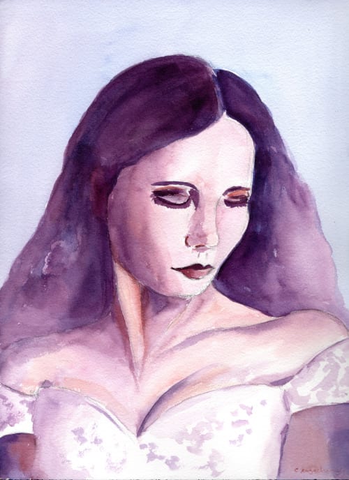 Blushing Bride | Watercolor Painting in Paintings by Claudia E. Kazachinsky