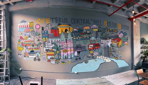 Indoor Mural | Murals by María Toro | Cafeteria Central Del Perpetuo Socorro (Cafe Peso) in Medellín