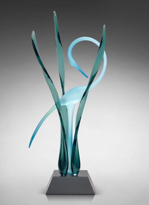 Serenity in the Marsh, Peacock | Sculptures by Warner Whitfield Designs,  Glass art sculpture