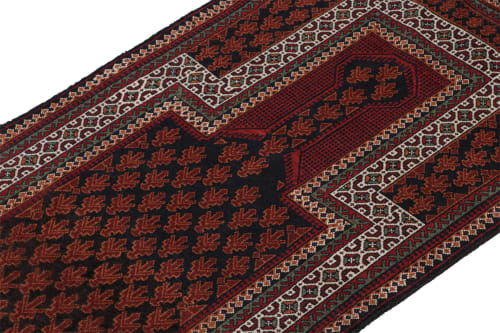 Rug & Kilim's Baluch Afghan rug in Black, Red, Orange, White | Rugs by Rug and Kilim