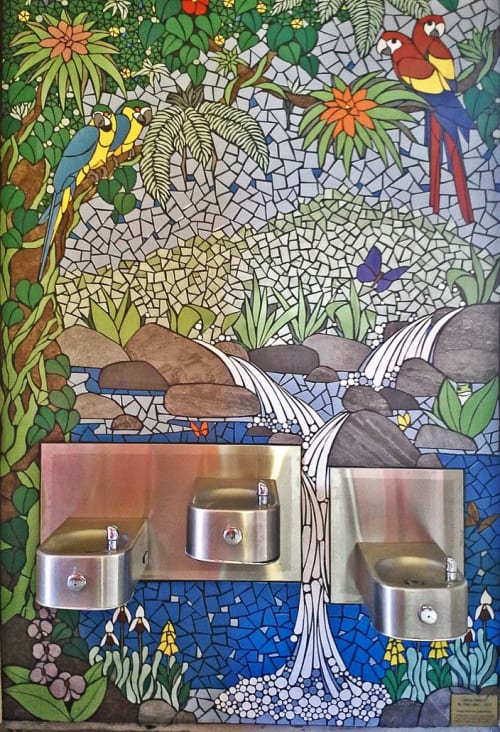 Fountain Mosaic | Public Mosaics by New World Mosaics | La Escuelita Elementary School in Oakland