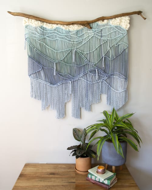 Water Inspired Macramé Wall Hanging with Driftwood | Wall Hangings by Calla Michaelides Lokku