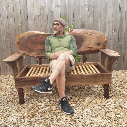 Live Edge Black Walnut sitting bench | Benches & Ottomans by Closed Loop Woodworks