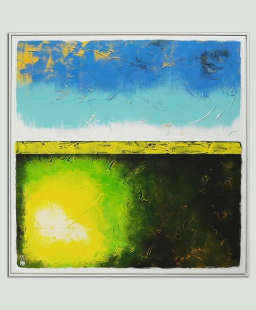 Mr. Greenfield Blue Sky - Incl frame | Paintings by Ronald Hunter | Roxier Art Gallery in Rotterdam