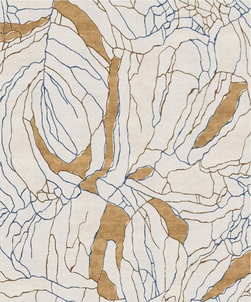 Rug Narcissus beige green abstract modern | Area Rug in Rugs by Atelier Tapis Rouge