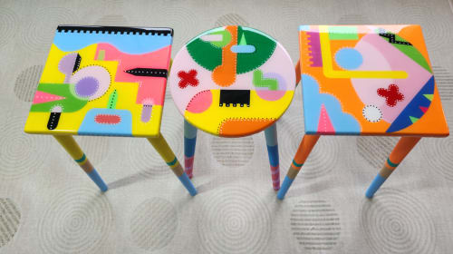 Colorful Pop Art Resin Side,End Tables | Side Table in Tables by Epoxy Coffee Table Shop