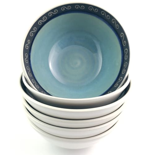 Spiral Band Deep Serving Bowl | Serveware by Tina Fossella Pottery