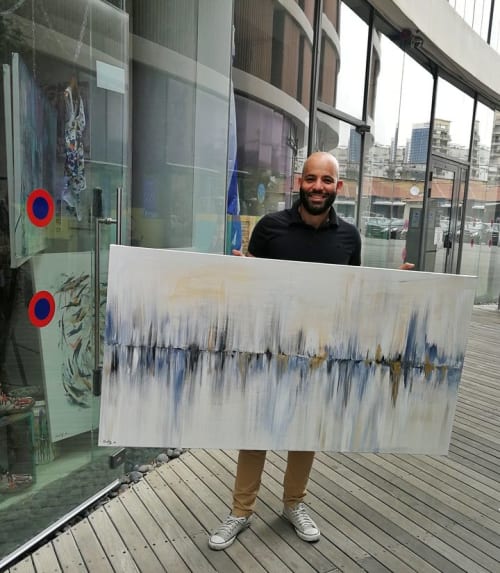 "Blue Lake" | Oil And Acrylic Painting in Paintings by Shirly Maimom Art