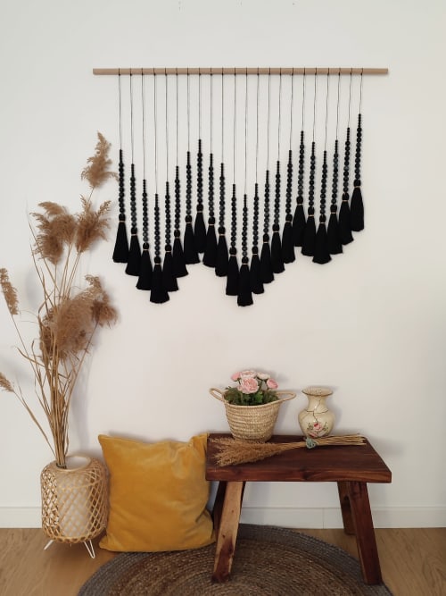 Black Velvet Weave | Macrame Wall Hanging in Wall Hangings by Pepita Topos Studio