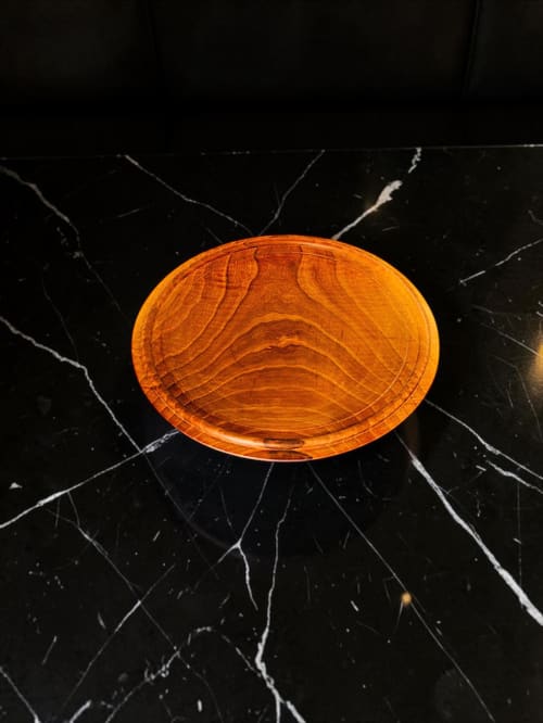 Solid Walnut Serving Plate | Large Artisan Luxury Original | Decorative Bowl in Decorative Objects by Holzkunst Samuel Meisinger