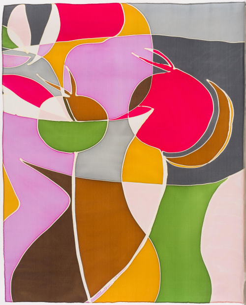 "Teresita" still life hand-painted 100% silk | Oil And Acrylic Painting in Paintings by Natalia Lumbreras