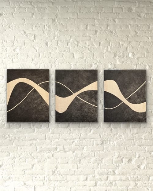 Flux Triptych | Oil And Acrylic Painting in Paintings by Kim Painter Art