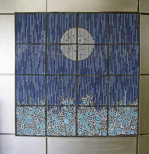 Waterfall / Moon | Public Mosaics by Jason Messinger Art | Illinois Medical District in Chicago
