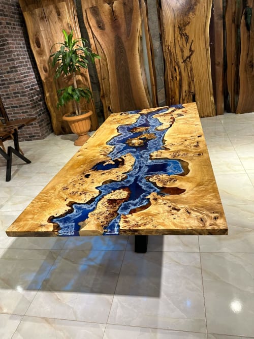 Ultra Blue  Epoxy Dining and Kitchen Table - Made To Order | Dining Table in Tables by Gül Natural Furniture