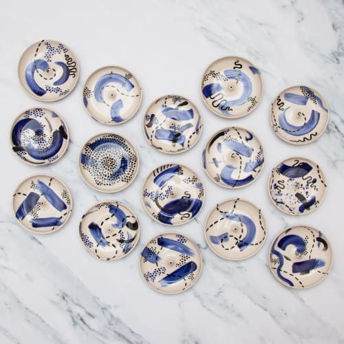 Abstract Hand Painted Incense Holders | Decorative Objects by Melike Carr