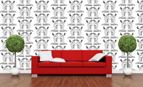 Les Danseurs, LD01 (Black on White )  LD02 ( White on Black) | Wallpaper in Wall Treatments by ART DECOR DESIGNS