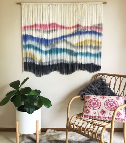 ALOFT Multi color Pastel Textile Wall Fiber Art | Macrame Wall Hanging in Wall Hangings by Wallflowers Hanging Art