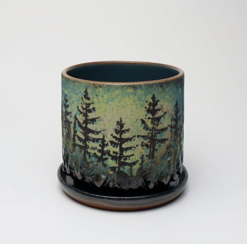 Green and Blue Forest Planter | Vases & Vessels by Dow Redcorn Ceramics