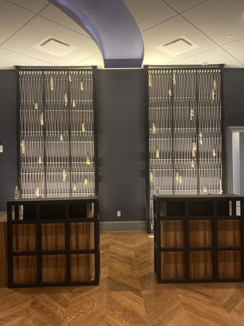 Fiberart Installation-Reception Panels | Tapestry in Wall Hangings by Candice Luter Art & Interiors | Hotel Indigo Columbus at Riverfront Place in Columbus