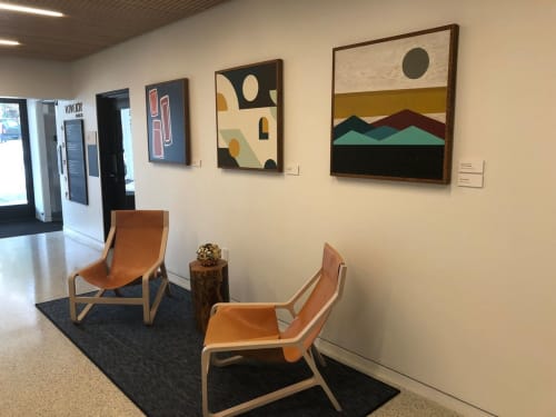 "Retro Mountainscape" and "Red Mountain" | Paintings by Jennifer Urquhart | Lovejoy Medical Building in Portland