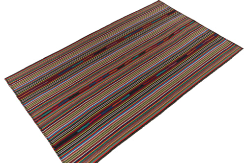1950s Vintage chaput Kilim rug in Polychromatic Stripe | Rugs by Rug and Kilim