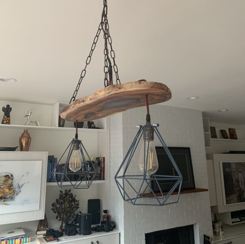 Live Edge Hanging Light | Chandeliers by Animas Craft Woodworks