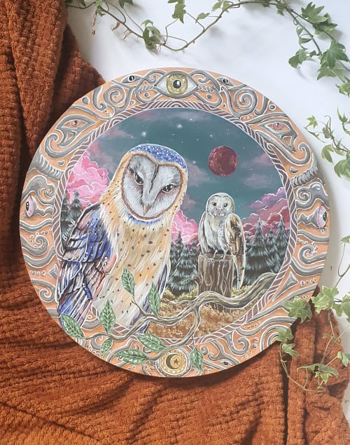 Barn owl painting | Paintings by Manabell