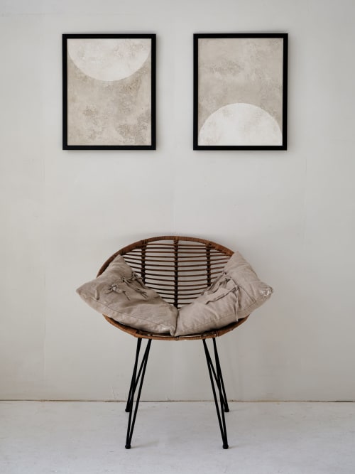 Sakura Moonset (Framed or Unframed) | Mixed Media by Vacarda Design