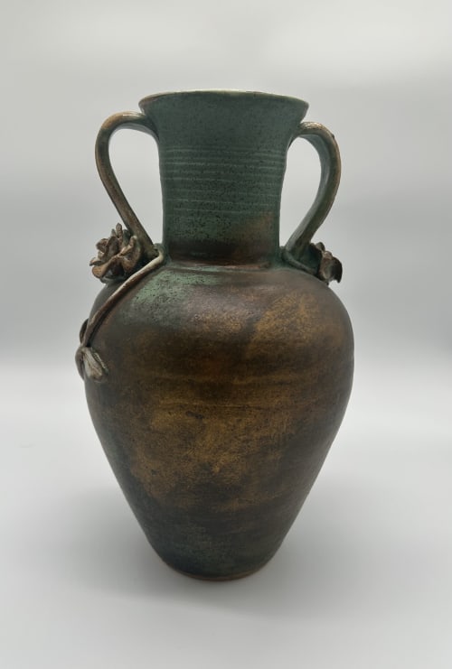 Green Copper Urn | Vases & Vessels by Feats Of Clay